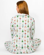 Nutcracker Waltz Long Sleeve Button Up Sleep Shirt   White/Multi   -Asst.: Large