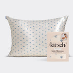 Standard Satin Pillowcase - Pearlized Cream & Coastal Blue Print