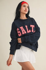 Salty Oversized Mock Neck Sweatshirt: Navy / L