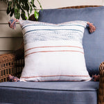 Tylanne 18X18" Handwoven Striped Indoor/Outdoor Throw Pillow: Tidal Teal