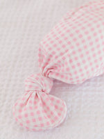 SoftSnooze™ Baby Girls Cotton Modal Pink Gingham Ruffle Knotted Sleep Gown & Bow Hat Set: Pink / Newborn-3m