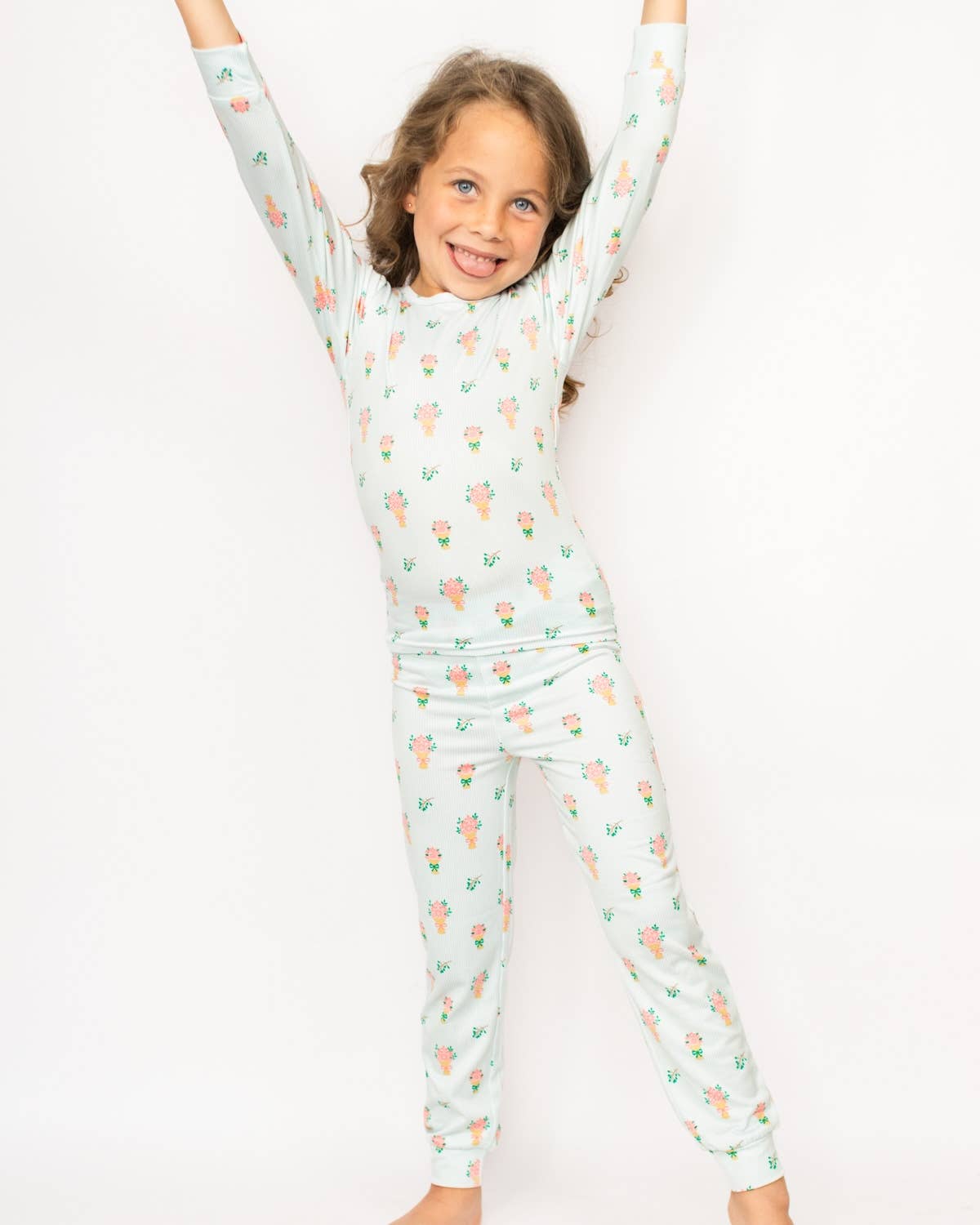 Kid's Love Blooms Here Long Sleeve Pajamas   White/Multi   Set of 2   -Asst.: 4T