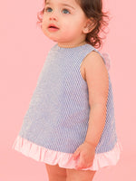 Baby Girls Blue Seersucker Ruffle Swing Top & Bloomer Set: Blue / 12-18m
