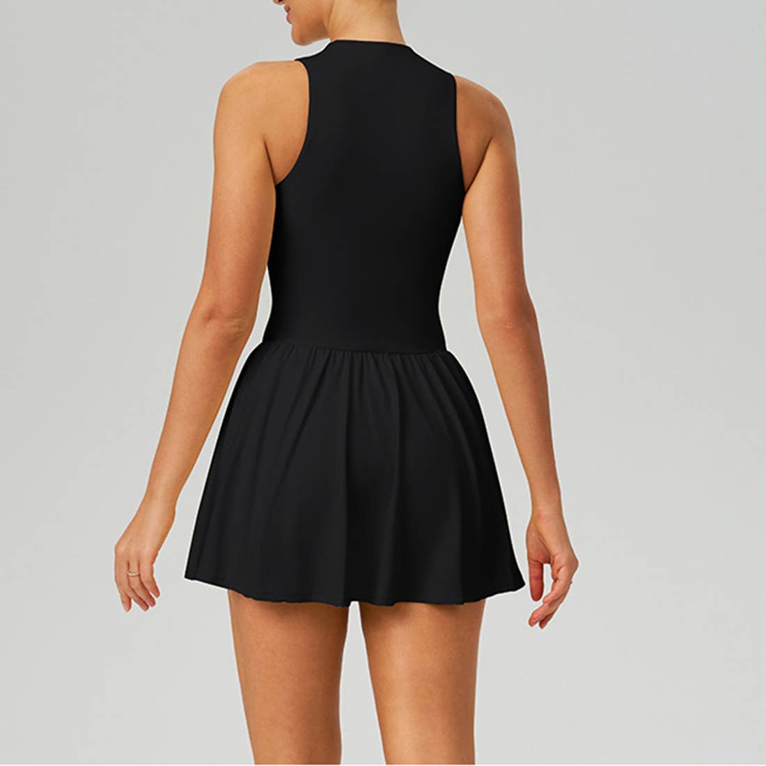 Women Cloud-Feel Fake Two-Piece Sports Dress: Blue Gray / M