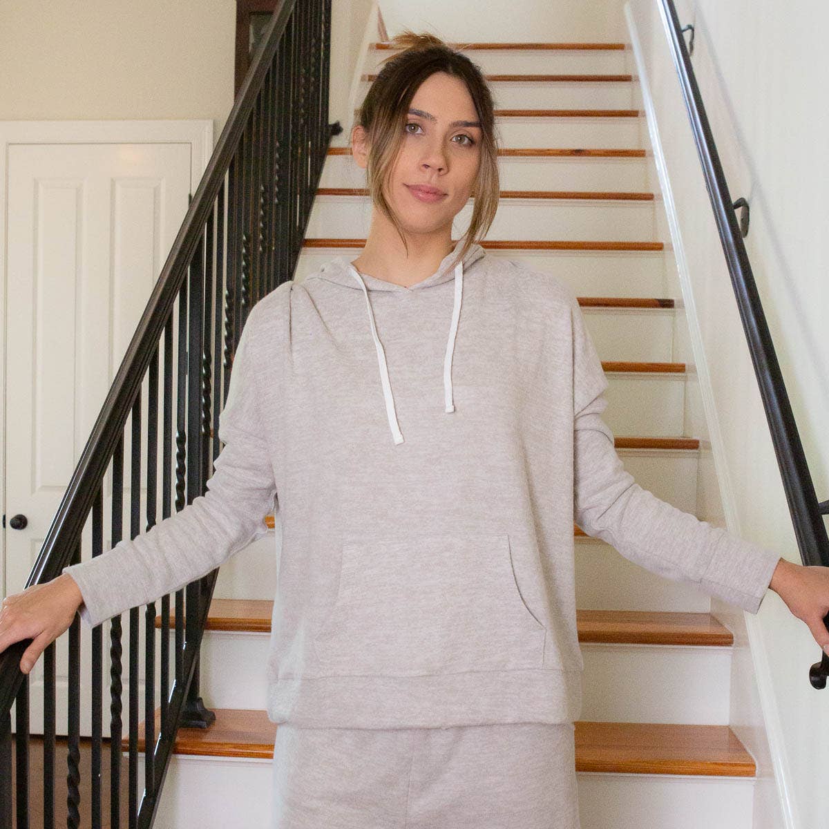Brushed Hacci Hoodie   Taupe   -Asst.: Large