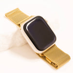 18K Gold PVD Stainless Steel Mesh Smart Watch Band: Gold
