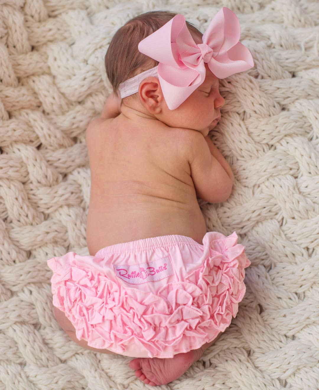 Baby Girls Baby Pink Woven RuffleButt Bloomer: Pink / 2T