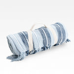 Romy 50x70" Indoor/Outdoor Recycled Woven Throw Blanket: Blue