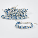 Beach Glass Woven Pull Bracelet Blue