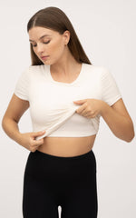 Women's Rib Short Sleeve Top with Inner Bra - 2 PACK: Black/White
