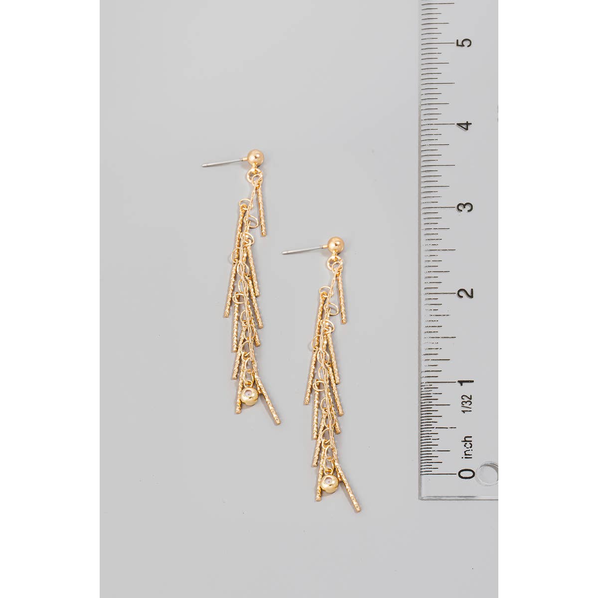 Textured Metallic Bar Charms Dangle Earrings