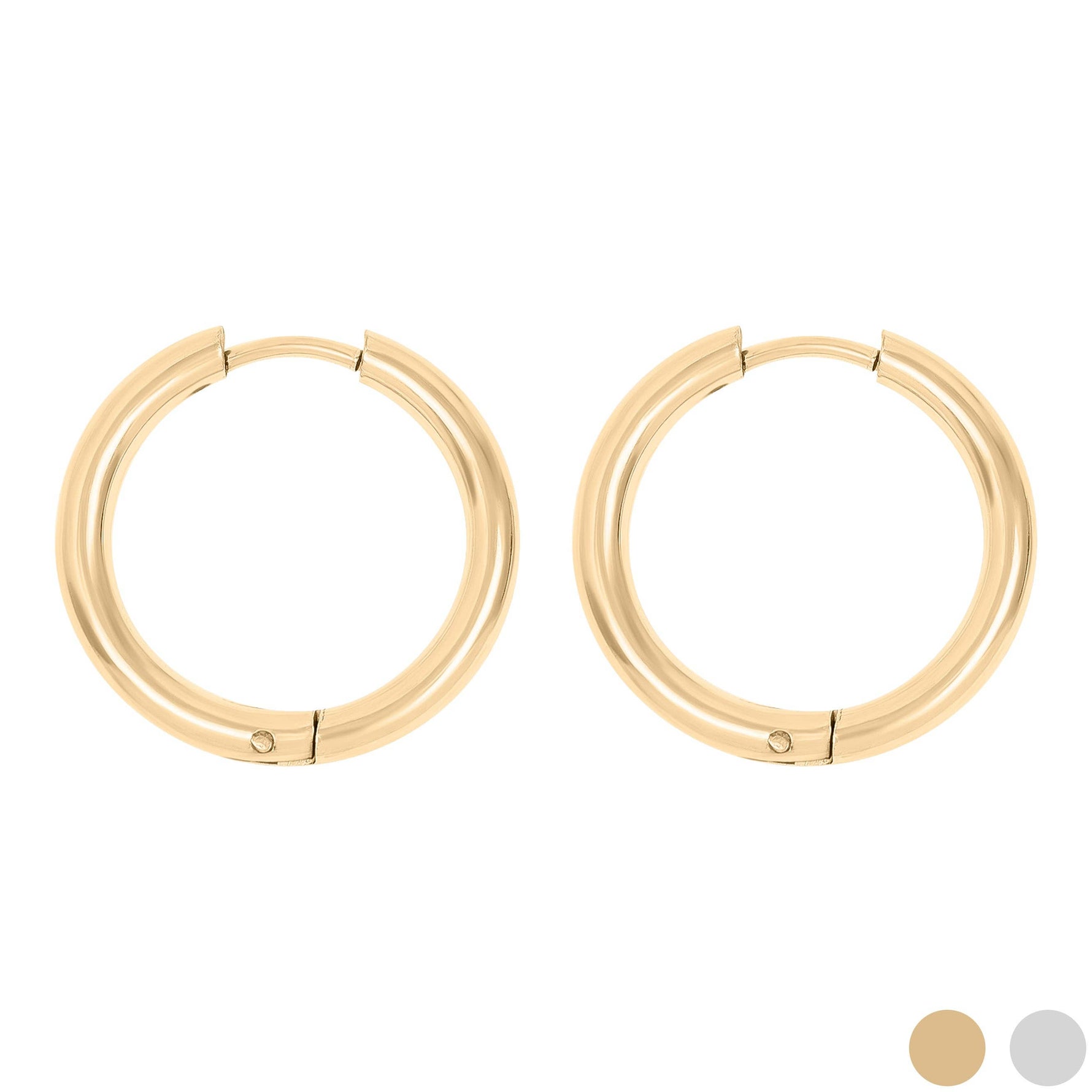 18K Gold PVD Stainless Steel Circle Huggie Hoop Earrings: Gold / 18mm