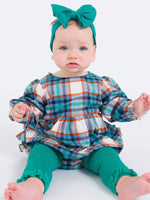 Baby Girls Peyton Plaid Woven Long Sleeve Bubble Romper: Multi-Color / 12-18m