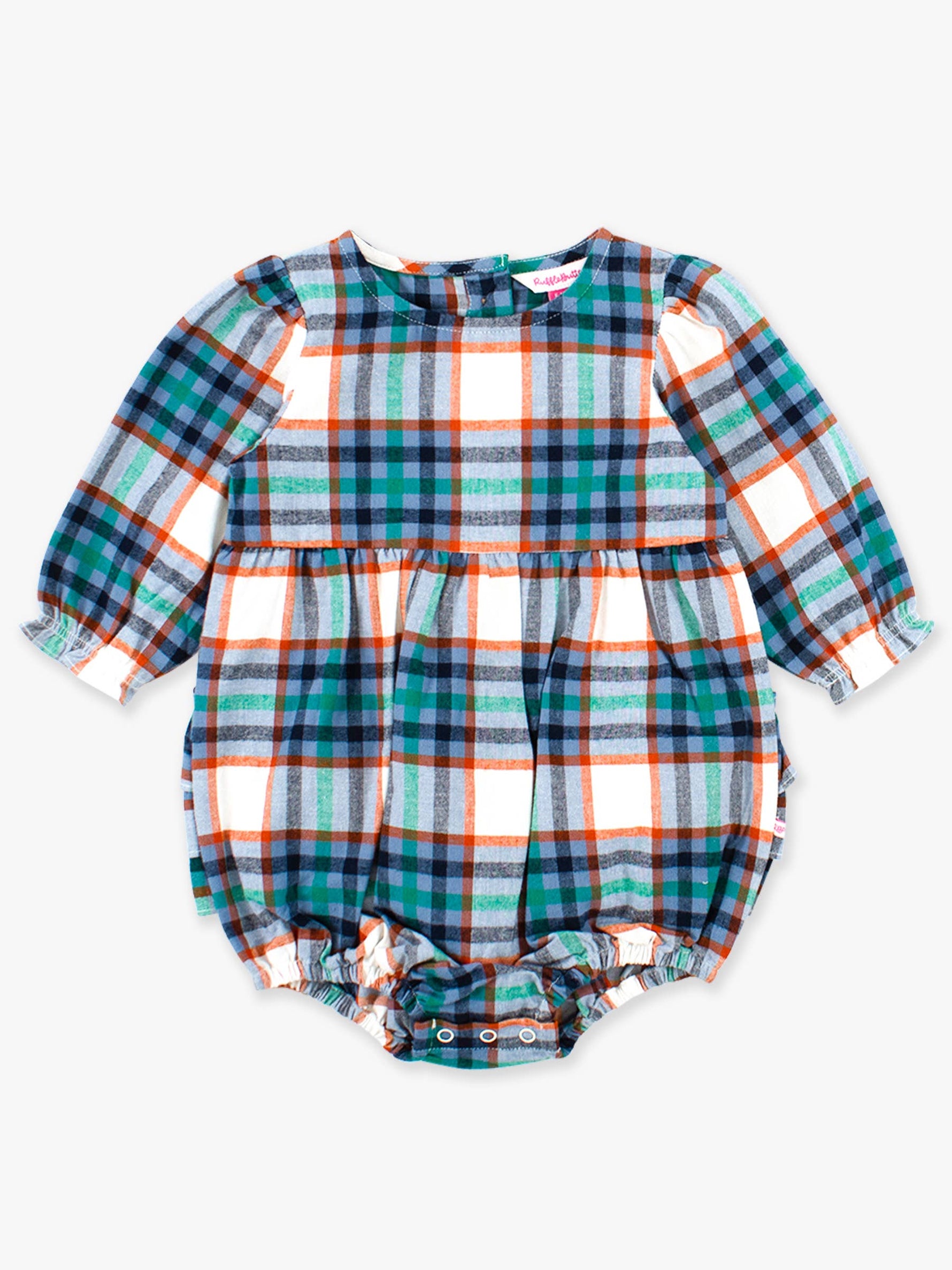 Baby Girls Peyton Plaid Woven Long Sleeve Bubble Romper: Multi-Color / 12-18m