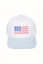 Americana USA Wave Flag Embroidered Adjustable Baseball Cap: Pink