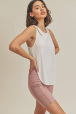 Asymmetric Cutout Lightweight Rib Tank Top: Mauve / XL
