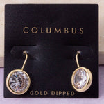 Gold Dipped Circle Cut Cz Dangle Earrings