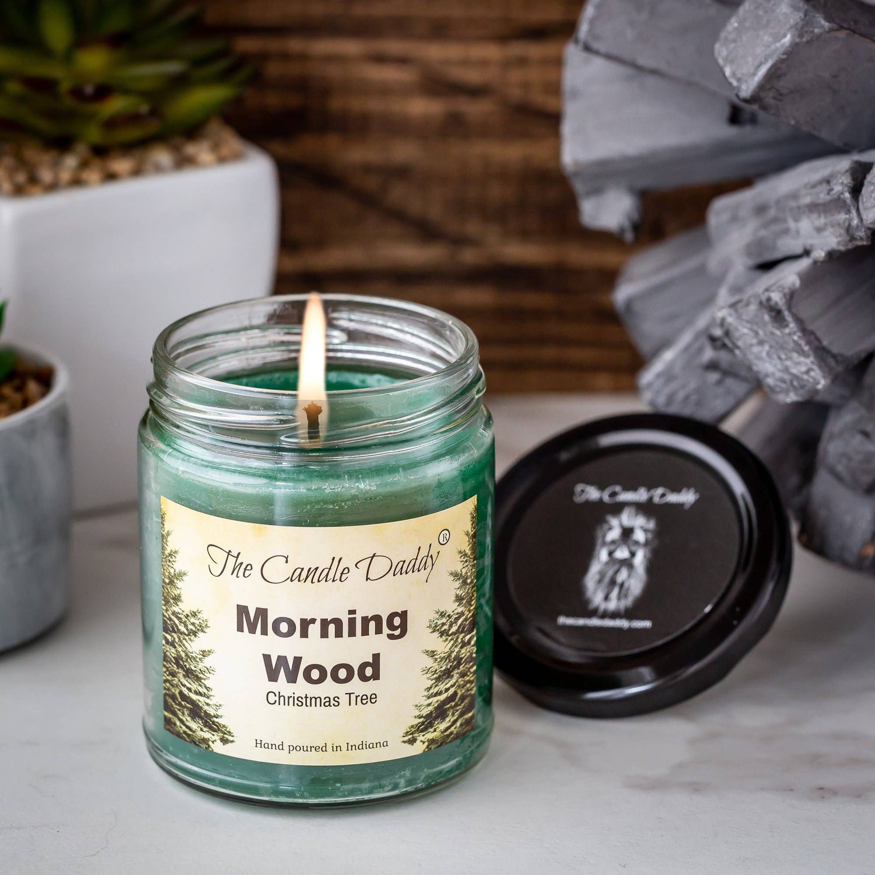 Morning Wood Christmas Holiday Candle - Funny Blue