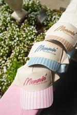 Mommin' - Striped Vintage Trucker Hat: Blue Stripe