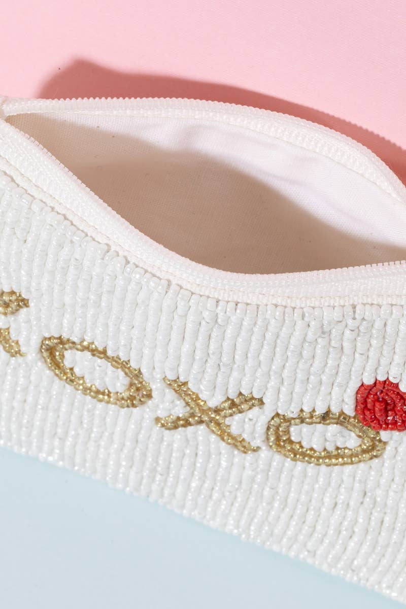 Xoxo Heart Beaded Coin Purse
