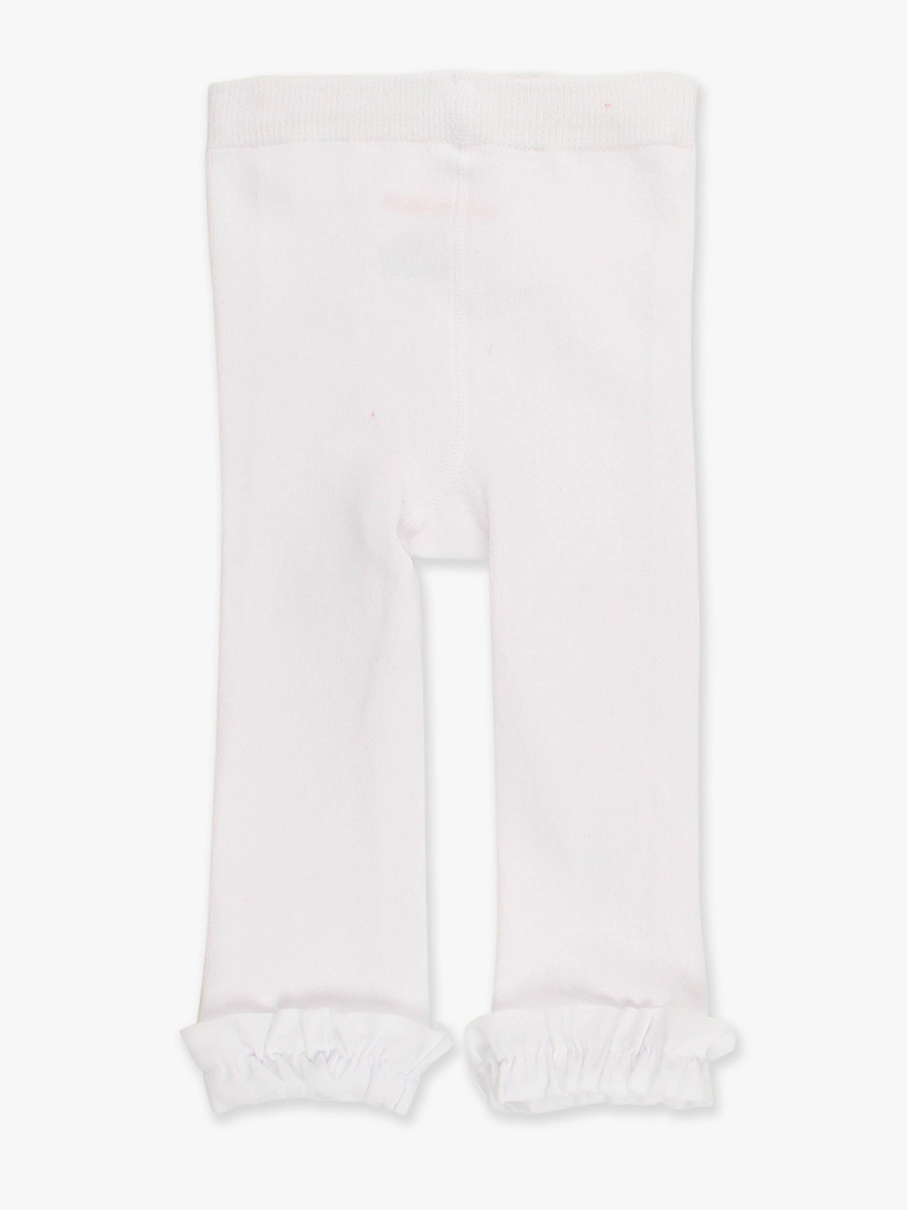 Girls White Footless Ruffle Tights: White / 12-24M