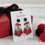 Quinn Glitter Mascot Bulldog Cutout Earrings: Bulldog A