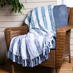 Romy 50x70" Indoor/Outdoor Recycled Woven Throw Blanket: Blue