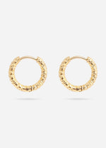18K Gold PVD Stainless Steel Textured Huggie Hoop Earrings