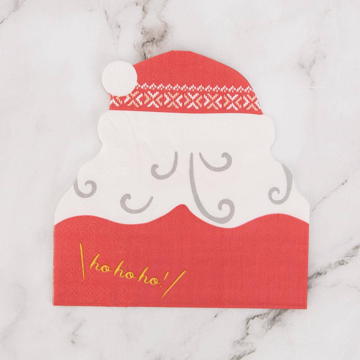 Santa Shaped Cocktail Napkins    Red/White   5x5