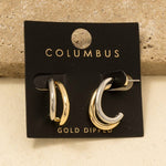Gold Dipped Two Tone Layered Hoop Earrings