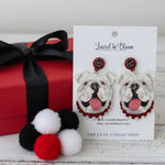 Quinn Glitter Mascot Bulldog Cutout Earrings: Bulldog A