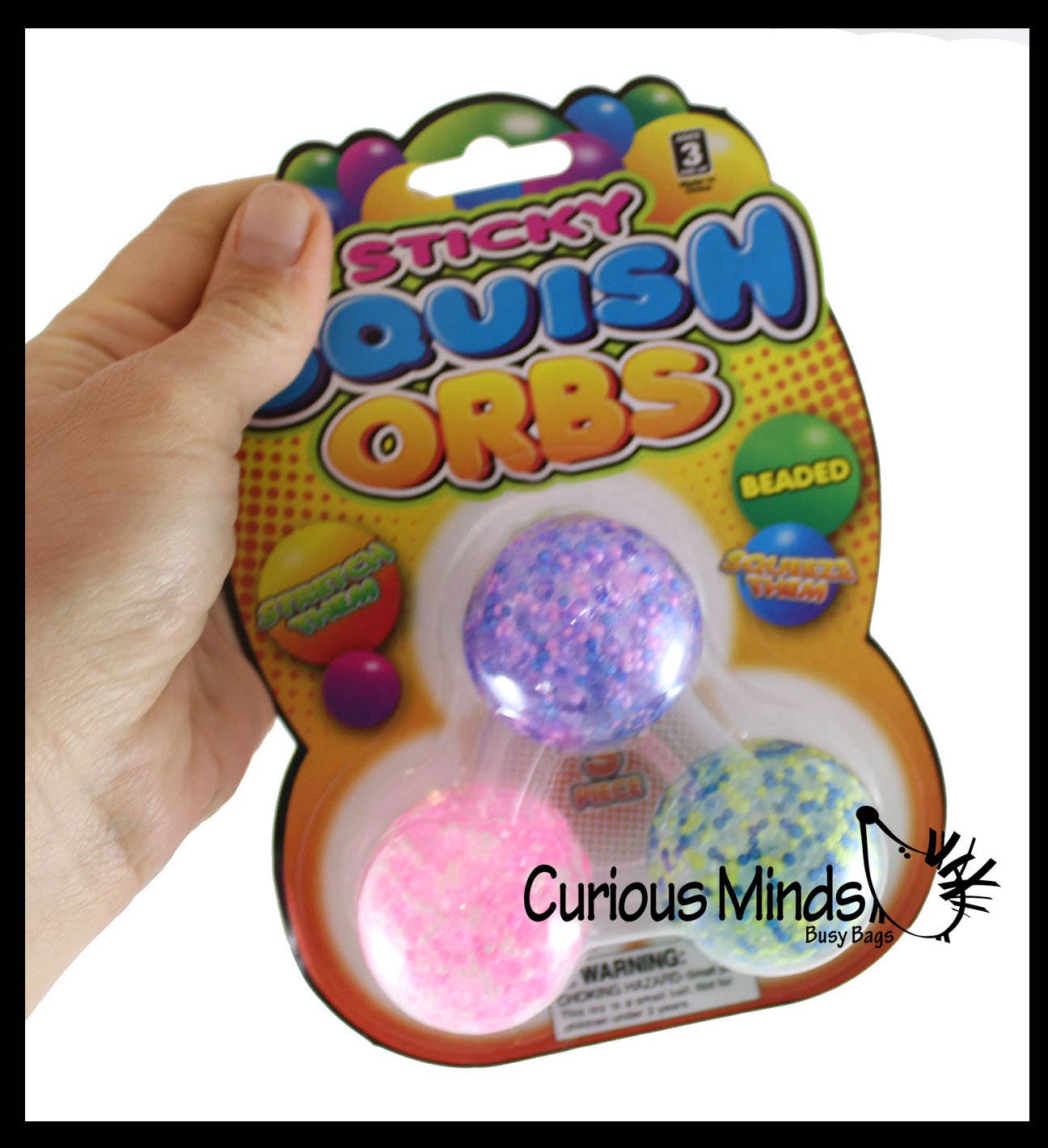 1 Pack of 3 Stress Balls -Small Amazing 1.5" Confetti Bead