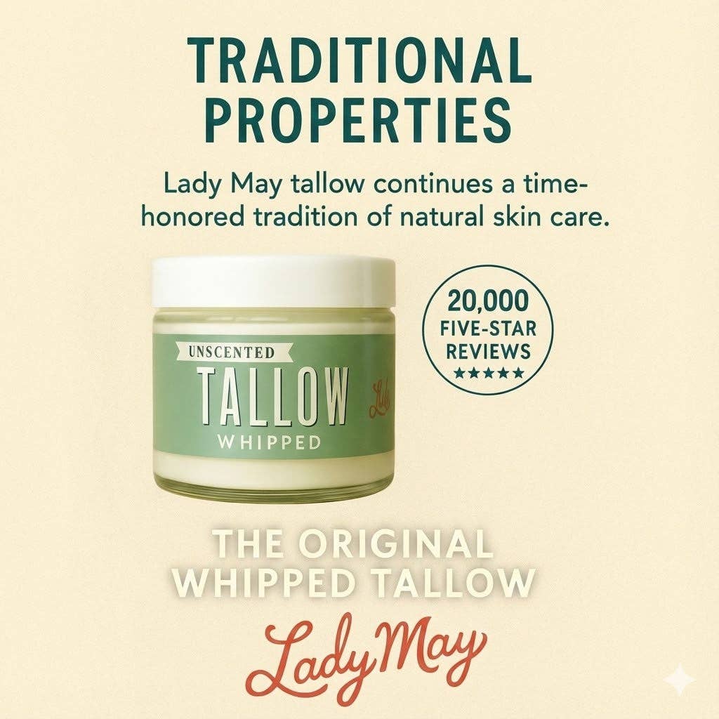Eucalyptus Tea Tree Whipped Tallow – 120,000+ Sold | Grass-Fed Beef Tallow Skincare | Lady May Tallow: 9oz