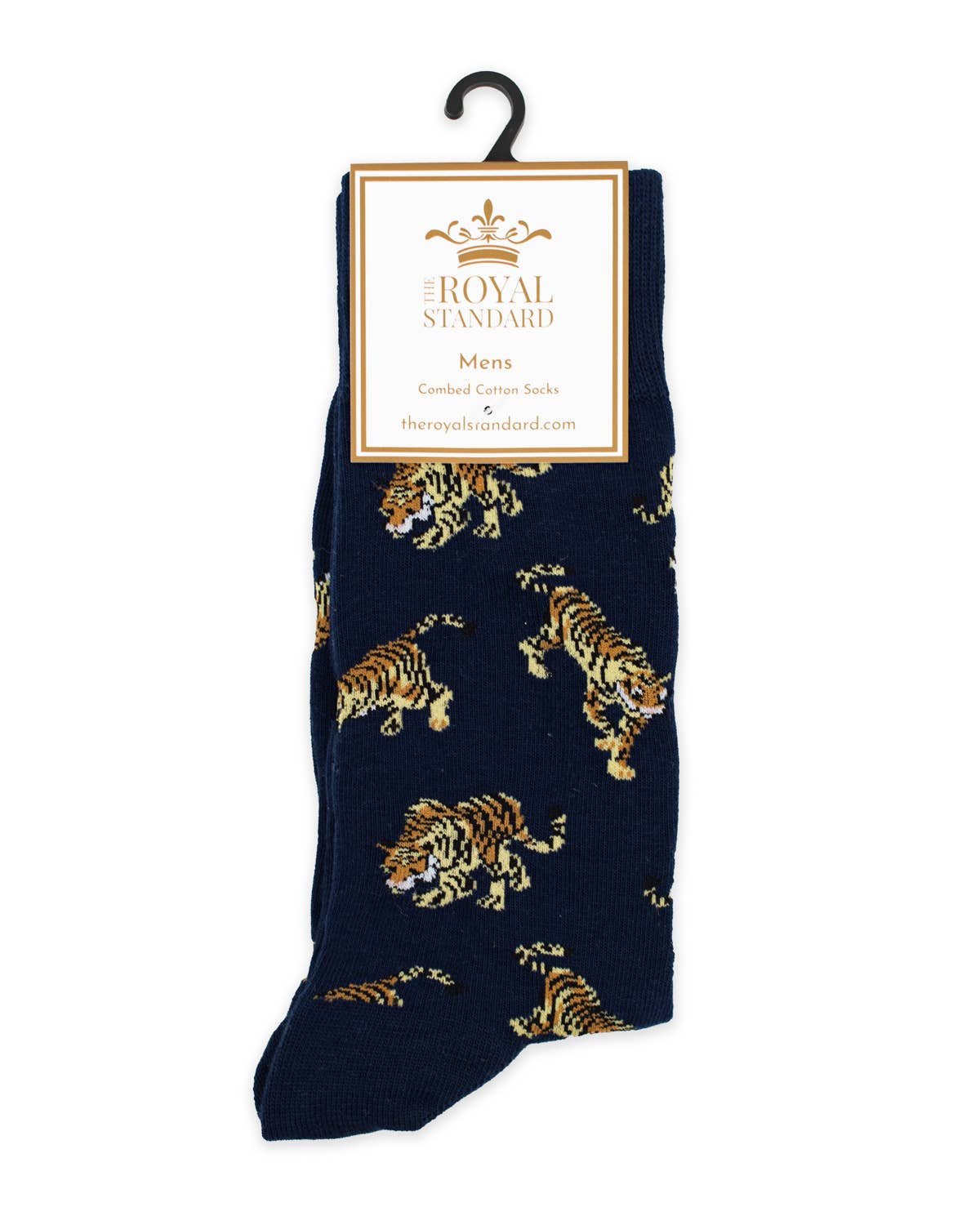 Men's Go Get Em Tiger Socks   Navy/Gold/Taupe   One Size