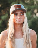 K'lani Trucker Hat - Gray/White Palms