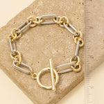 Gold Dipped Two Tone Toggle Chain Bracelet: TWO TONE
