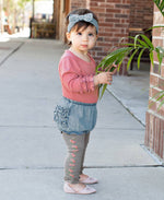 Baby Girls Light Wash Denim Woven RuffleButt Bloomer: Blue / 12-18m