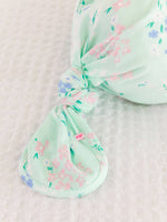SoftSnooze™ Baby Girls Bamboo Viscose Mint Meadow Ruffle Knotted Sleep Gown & Bow Hat Set: Green / Newborn-3m