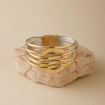 Circle Leatherette Magnetic Bracelet: Gold
