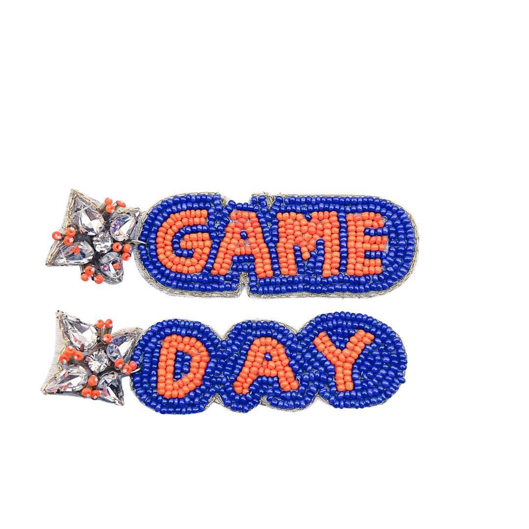 Game Day Beaded Blue/Orange Earring