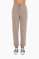 Mono B GREEN - Organic Cotton Blend Joggers: WARM GREY