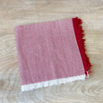 Herringbone Fringe Napkin   Red/White   20x20