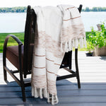 Tylanne 50x70" Indoor/Outdoor Recycled Woven Throw Blanket: Tidal Teal