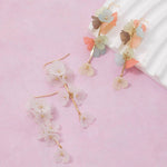 Acrylic Flower And Bars Dangle Earrings