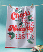 Naughty List w/Pom Poms Kitchen Towel