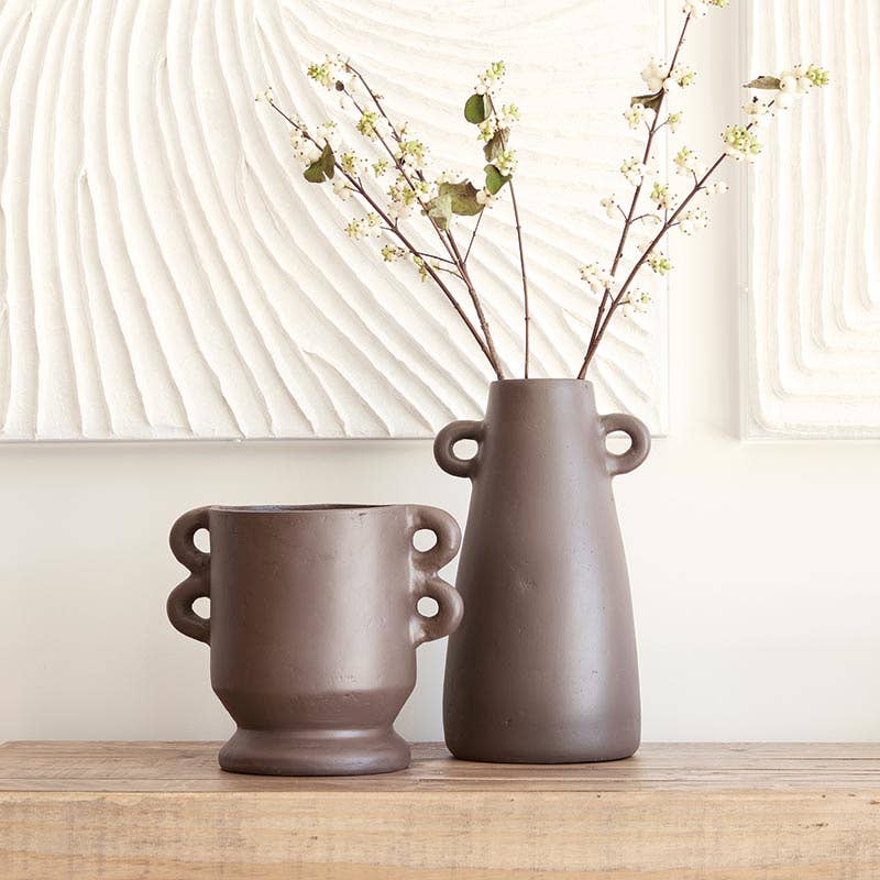 Tall Paper Mache Vase - Brown