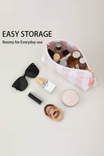 Striped Print Large Capacity Clear Makeup Bag: Red