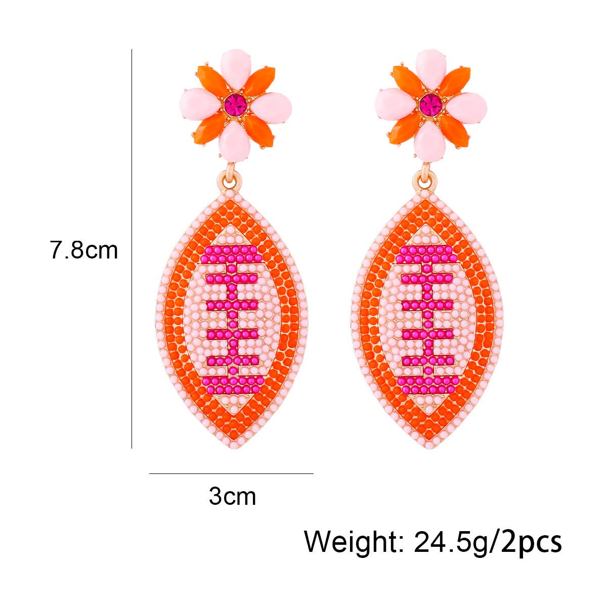 Football Rhinestones Beaded Earrings