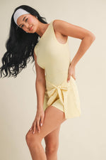 Sleeveless Wrap Tie Front Dress: Lemon / L