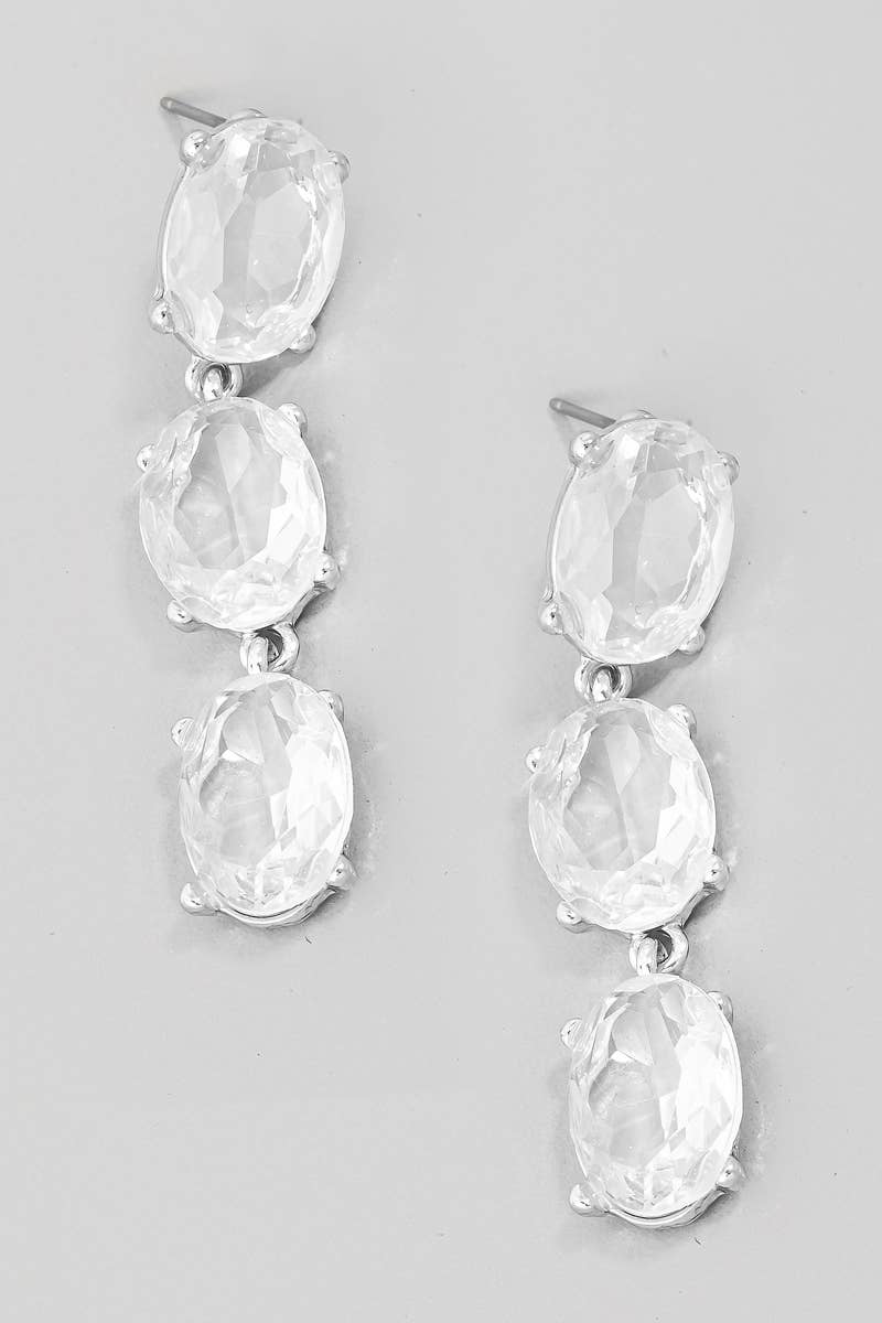 Triple Faceted Gem Dangle Earrings